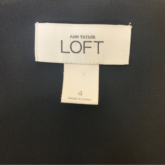 Ann Taylor Loft Black Ruffle Cap Sleeve Dress Size 4 - Picture 5 of 9